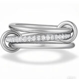 Stainless Steel Interlocking Full Of Diamonds Three-ring (4)