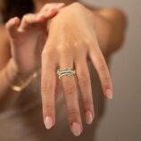 Stainless Steel Interlocking Full Of Diamonds Three-ring (7)
