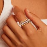 Stainless Steel Interlocking Full Of Diamonds Three-ring (8)
