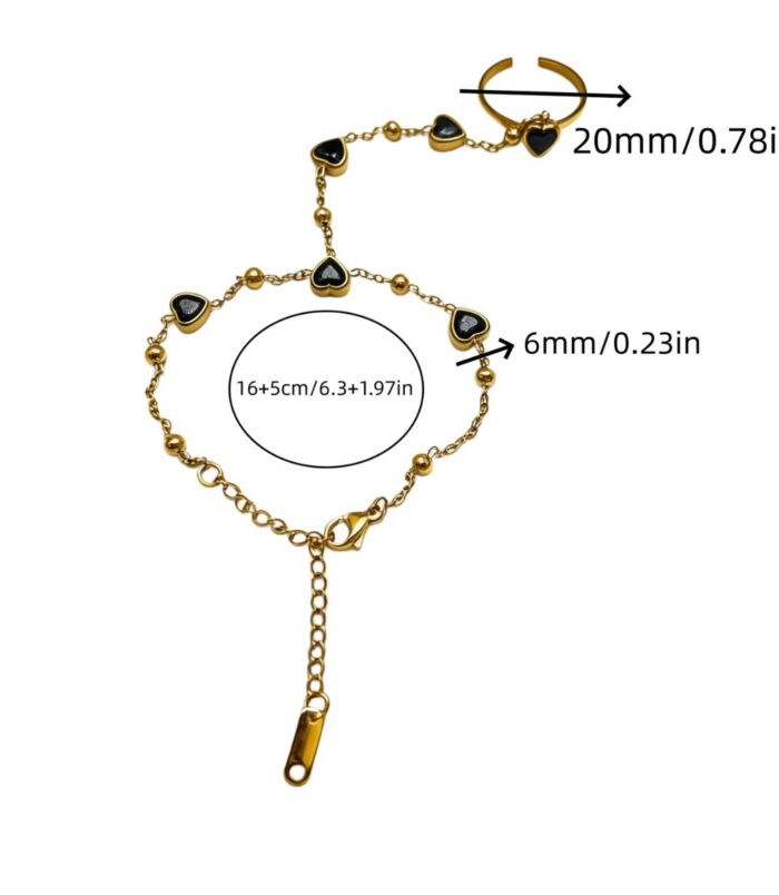 Vintage Elegant Heart-shaped Gemstone Bracelet Ring (1)