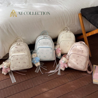 Cartoon Chic Leather Versatile Casual Backpack