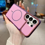 Contrast Edge Magnetic TPU Phone Case for Men displaying the plum purple design