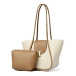 High-end Color Block Large Capacity Tote Bag For Women (3)