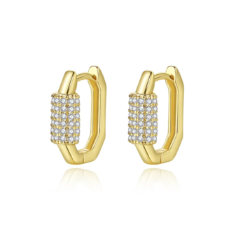 Micro-Pave Hexagon Hoop Earrings