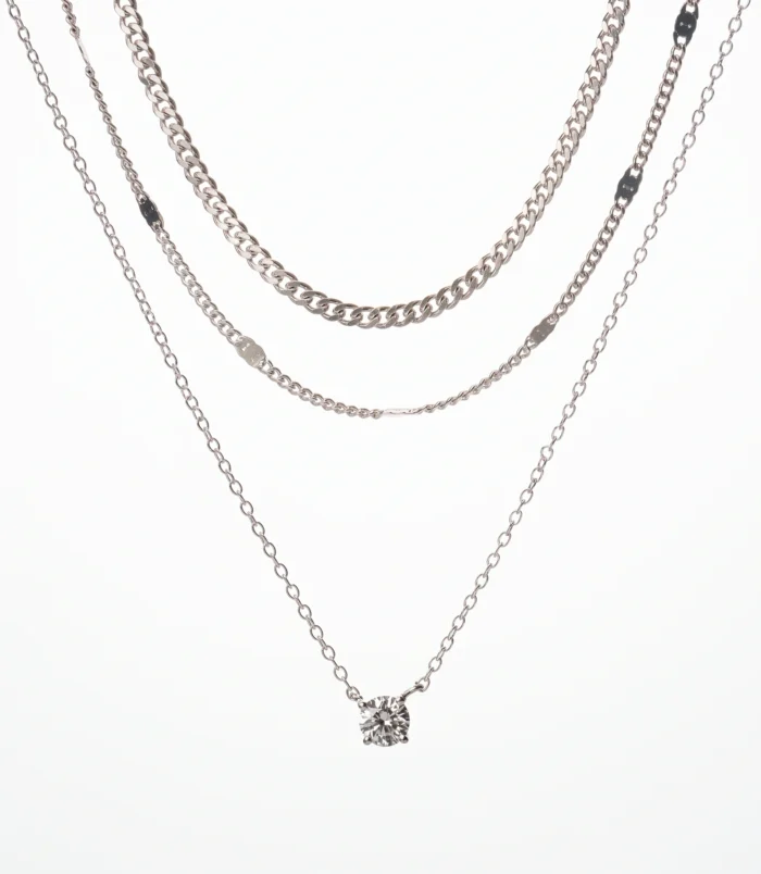 gold-and-silver-layered-zircon-pendant-necklace Silver layered zircon pendant necklace with round stone