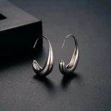 Gold & Silver Geometric Copper Earrings for Women close-up displaying the sleek silver finish