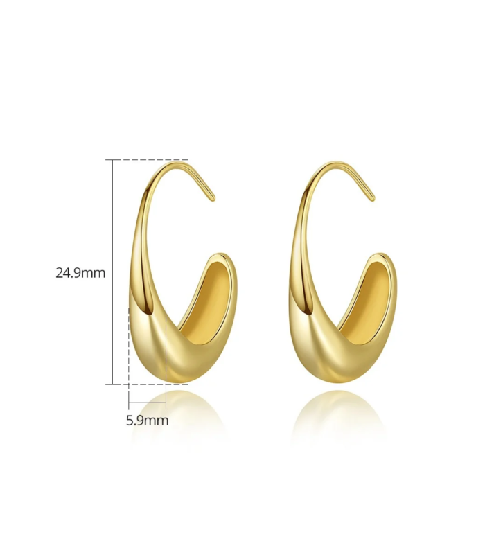 Gold & Silver Geometric Copper Earrings for Women detailing the exact height and width measurements