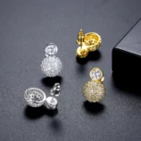 Gold & Silver Zircon Stud Earrings showing both color options and secure back closures
