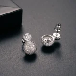 Gold & Silver Zircon Stud Earrings close-up highlighting the silver colour variation.