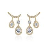 Beautiful gold zircon water drop earrings on a clean white background.