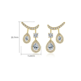 Gold & Silver Zircon Water Drop Earrings size dimensions and measurements.