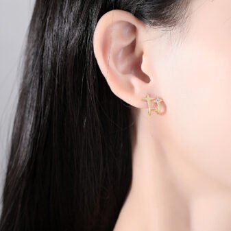 Gold Electroplated Star Wrap Earrings for Women 1.15 cm size measurement.