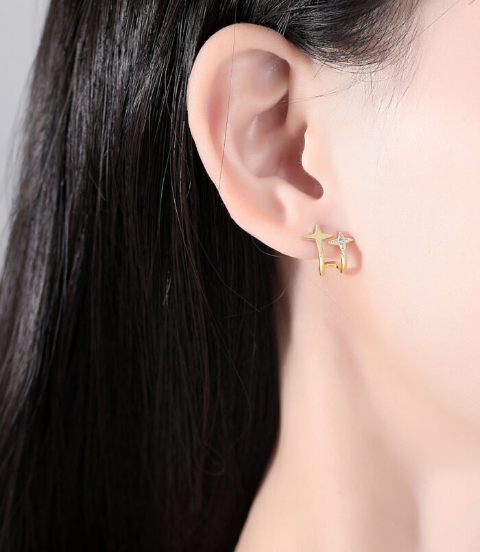 Gold Electroplated Star Wrap Earrings for Women 1.15 cm size measurement.