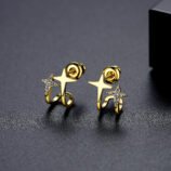 Gold Electroplated Star Wrap Earrings for Women worn on the earlobe.