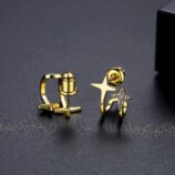 Gold Electroplated Star Wrap Earrings for Women close-up of back closure.