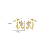 Gold Electroplated Star Wrap Earrings for Women angled display on dark background.