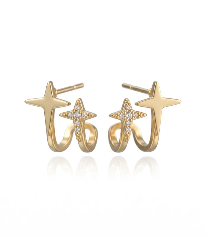 Elegant gold star wrap earrings with a unique celestial design.