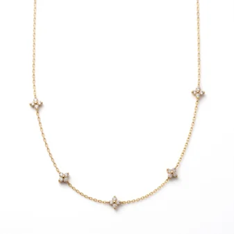 Silver and Gold Minimalist Rhinestone Necklace for Women displayed against a clean white background.