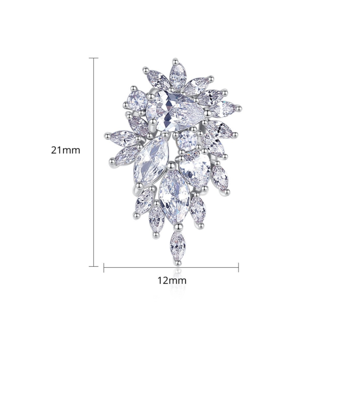 silver-zircon-earrings-women-5 Silver zircon earrings for women shown in a close-up profile view on a model
