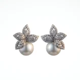 Silver Zircon Pearl Earrings against a clean white background
