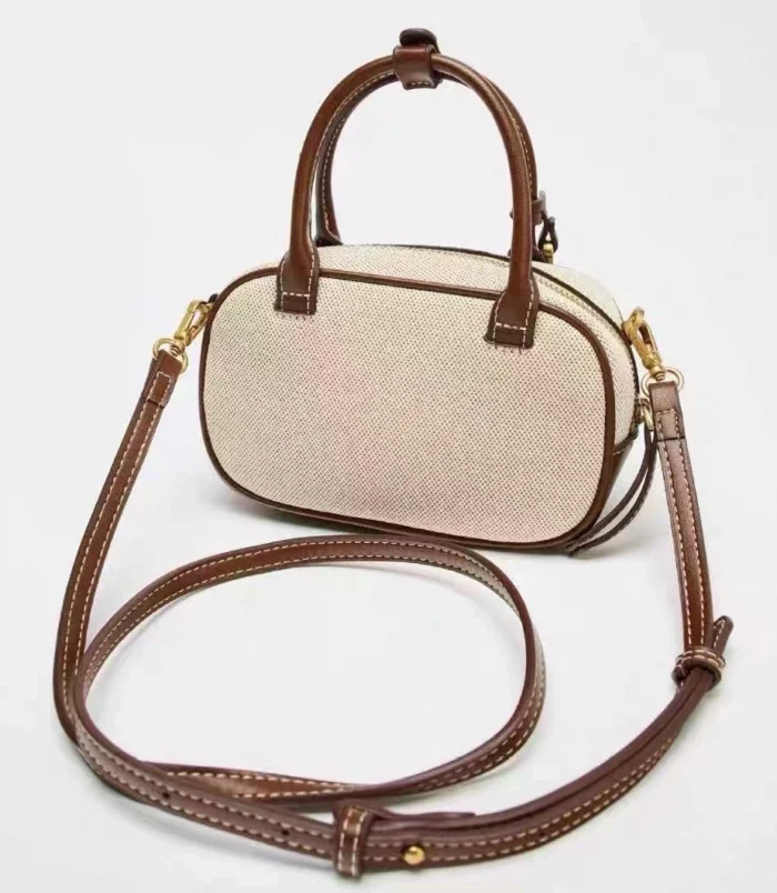 Solid PU Leather Small Square Bag showing the adjustable shoulder strap and back profile.