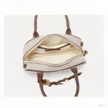 Solid PU Leather Small Square Bag open inside view revealing the internal zipper pocket.