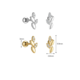 sterling-silver-leaf-earrings-6.webp | Sterling silver leaf earrings displaying dimension measurements for both front and back.