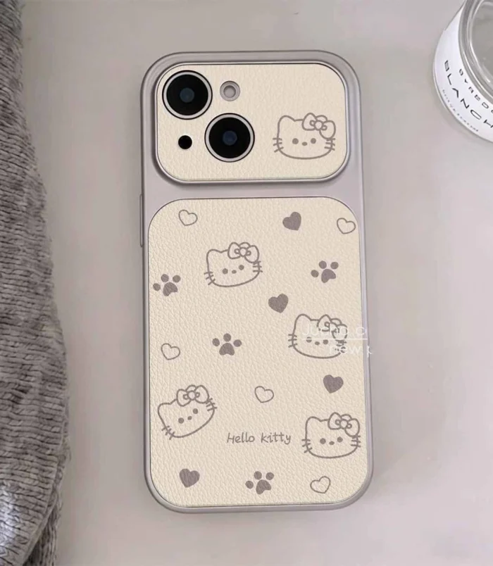 Premium white hello kitty mirror phone case for women.