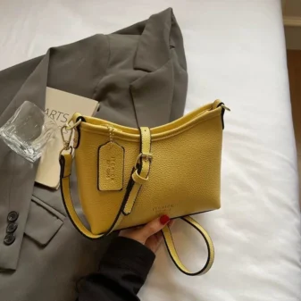 Casual PU leather hobo bag for women showcasing the bright yellow colour