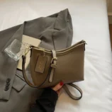 Casual PU leather hobo bag featuring the elegant khaki colour option