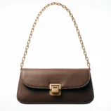 Brown classic retro underarm chain bag with elegant gold hardware