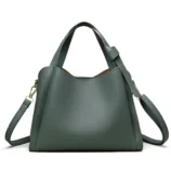 Classic Soft PU Leather Tote Bag for Women showing the green colour variation from the front.