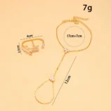 Elegant zircon flower finger bracelet size dimensions and exact chain measurements guide.