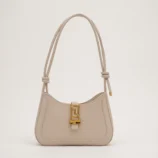 White chic retro PU baguette bag with golden latch