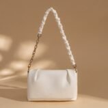 Multi-Colour Leather Underarm Bag for Women full front straight view of the white variation