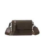 Multicolour PU leather square crossbody bag in dark coffee colour
