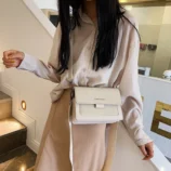 Multicolour PU leather square crossbody bag styled crossbody by model