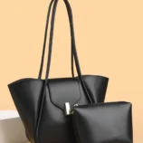 Classic PU Leather Bucket Bag for Women in black colour