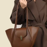 Classic PU Leather Bucket Bag for Women close-up held by straps