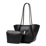 Classic PU Leather Bucket Bag for Women black studio view