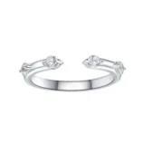 Silver Minimalist Stackable Zircon Ring showing four stone side band