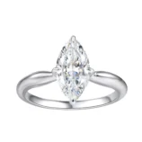 Silver Minimalist Stackable Zircon Ring close-up of marquise center piece