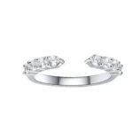 Silver Minimalist Stackable Zircon Ring showing multi-stone side band