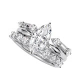 Silver Minimalist Stackable Zircon Ring complete three piece set isolated