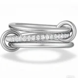 Gold/Silver Stainless Steel Multi-Layer Ring for Women in silver close-up side view.