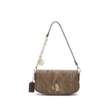 Textured PU shoulder bag for women featuring the stylish brown option