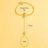 Gold and Silver Three-Layer Finger Bracelet size measurements and detailed dimensions.