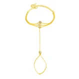 Gold and Silver Three-Layer Finger Bracelet full view on a clean white background.